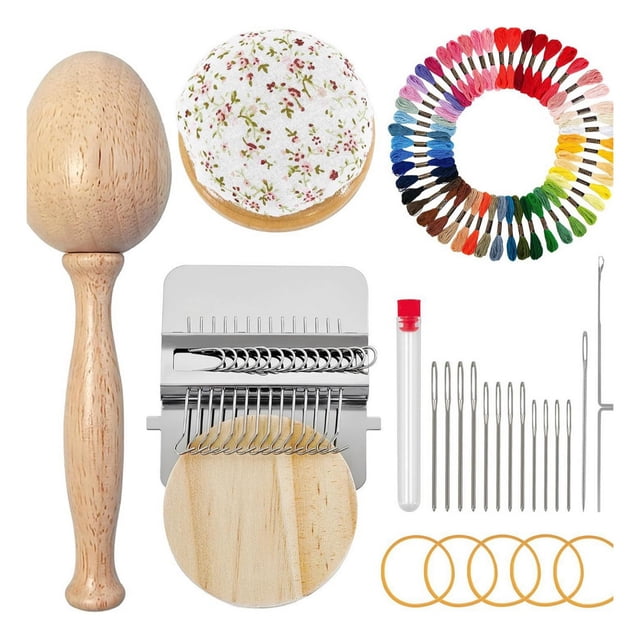 Hioecau Darning Loom Kit Darning Egg Darning Mushroom Knit Patch Kit Speedweve Mini Darning Loom Thread Large Eye Needles Pin Cushion for Darning Socks Sweaters