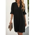 thumbnail image 1 of FOLUNSI Elegant Black Ruffle Mini – Summer V-Neck Charm, 1 of 8