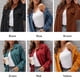 thumbnail image 3 of Chaqueta de pana para mujer, color sólido, cuello vuelto, manga larga, botón, abrigo informal de inv Abanopi Camello/Pequeña, 3 of 7