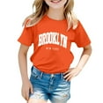 thumbnail image 1 of WEIYLL T-Shirts Filles Décontracté Imprimé Lettre Col Rond Manches Courtes Orange Vêtements Enfants 9-10 Ans, 1 of 4
