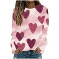 thumbnail image 2 of BVOFAR T-Shirts à Manches Longues Col Rond pour Femmes Imprimé Cœur Mignon Décontracté Grande Taille Tops Confortables 2025, 2 of 5