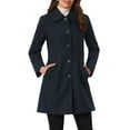 thumbnail image 1 of INSPIRE CHIC Manteau d'Hiver Long Chaud à Simple Boutonnage pour Femme Bleu Foncé m, 1 of 5