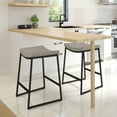 thumbnail image 6 of Amisco David 26 In. Counter Stool - Greige Faux Leather / Black Metal, 6 of 9