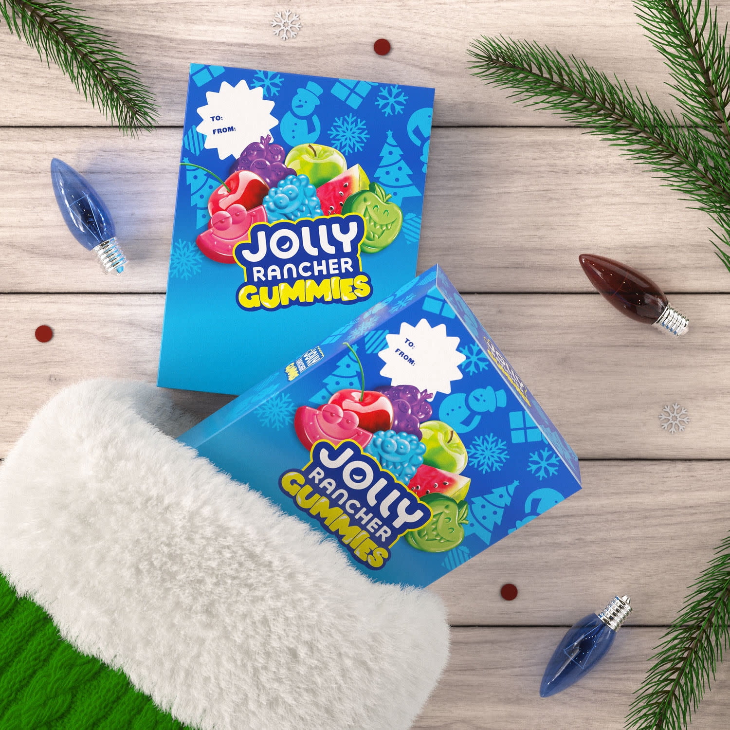 (2 pack) Jolly Rancher Gummies Original Fruit Flavored Christmas Holiday Candy Stocking Stuffers, Gift Box 6 oz