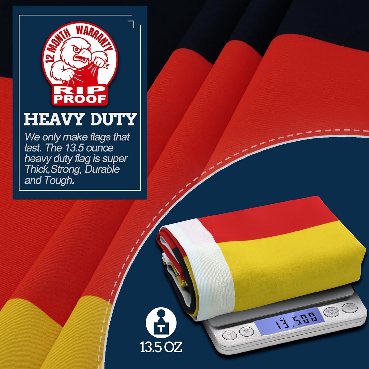 Anley Rip-Proof Double Sided 3-Ply Germany Flag 3x5 Foot - German National Flags 300D Polyester