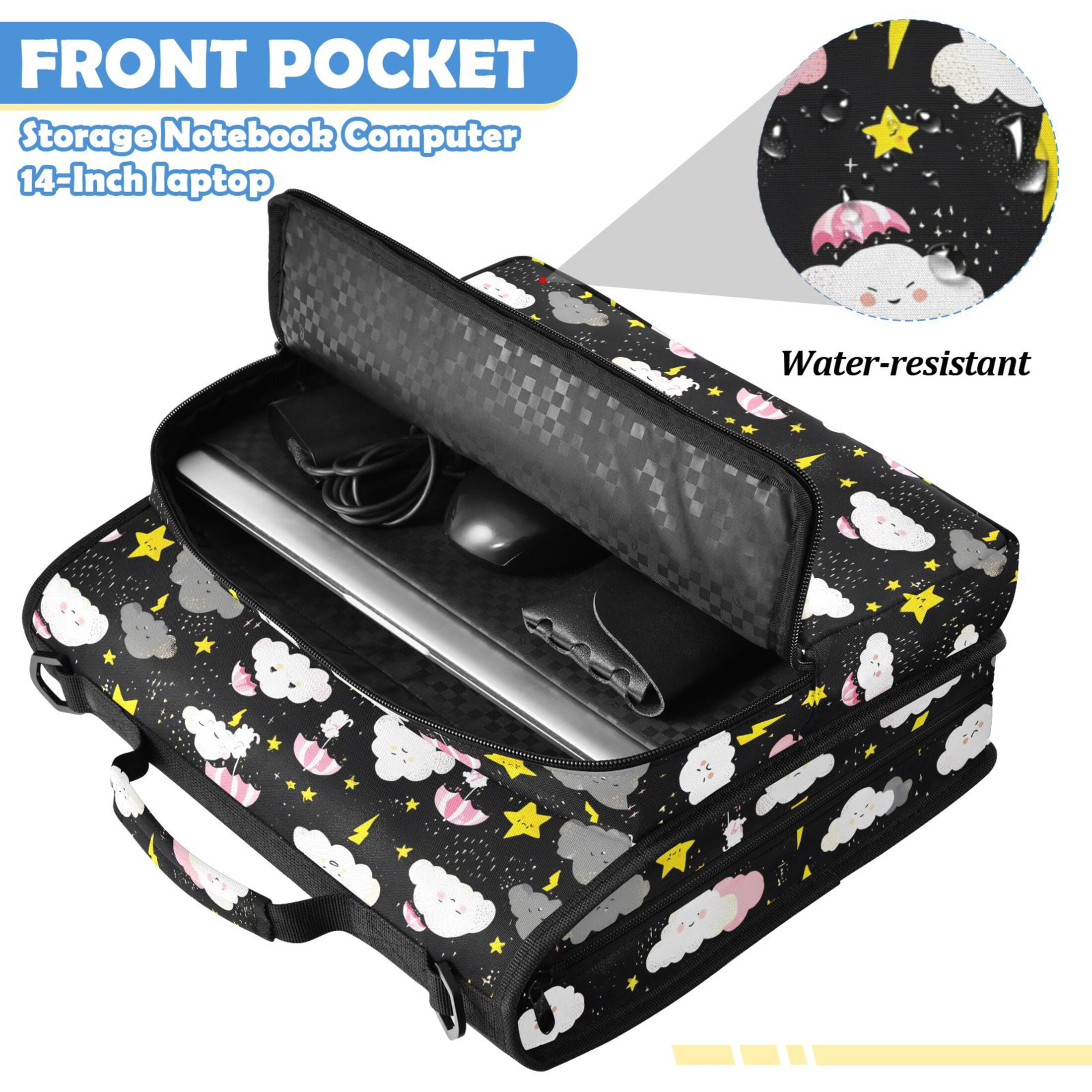 ALAZA Zipper Binder Cute Stars Cloud Pattern 2 inch 3 Ring 500 Sheet Capacity Trapper Keeper File Folder Organizer Bag