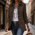 thumbnail image 3 of uublik Womens Lightweight Jackets Brown Outdoor Open Front Casual Ruffled Lapel Collar Fall Winter Coat, 3 of 7