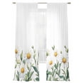 thumbnail image 2 of Sheer Curtain Panels Spring Flower Rod Pocket Voile Window Curtains Green Leaf Window Treatments Ligh Filtering Privacy Curtain Drapes for Bedroom Living Room 2 Panel Set 84 Inch Length,, 2 of 9