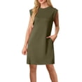 thumbnail image 2 of Aloohaidyvio Dresses for Women Womens Summer Sleeveless Mini Dress Casual Crew Neck Open Back Short Sundress with Pockets, 2 of 7