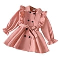 thumbnail image 2 of Fozruso Girls Dresses Kids Double Breasted Trench Coat For Girls Elegant Long Sleeve Ruffle Fall Outerwear With Waist Tie For Toddler Sizes 3-4 Years, 2 of 6