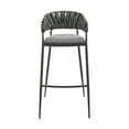 thumbnail image 3 of Dining Chairs Vigona Bar Stool in Black Metal with Gray Fabric and Faux Leather,Wooden Dining Chairs, 3 of 12