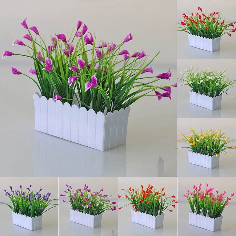 Artificial Plants With Pots Fake Flowers For Home Garden Decor Outdoor