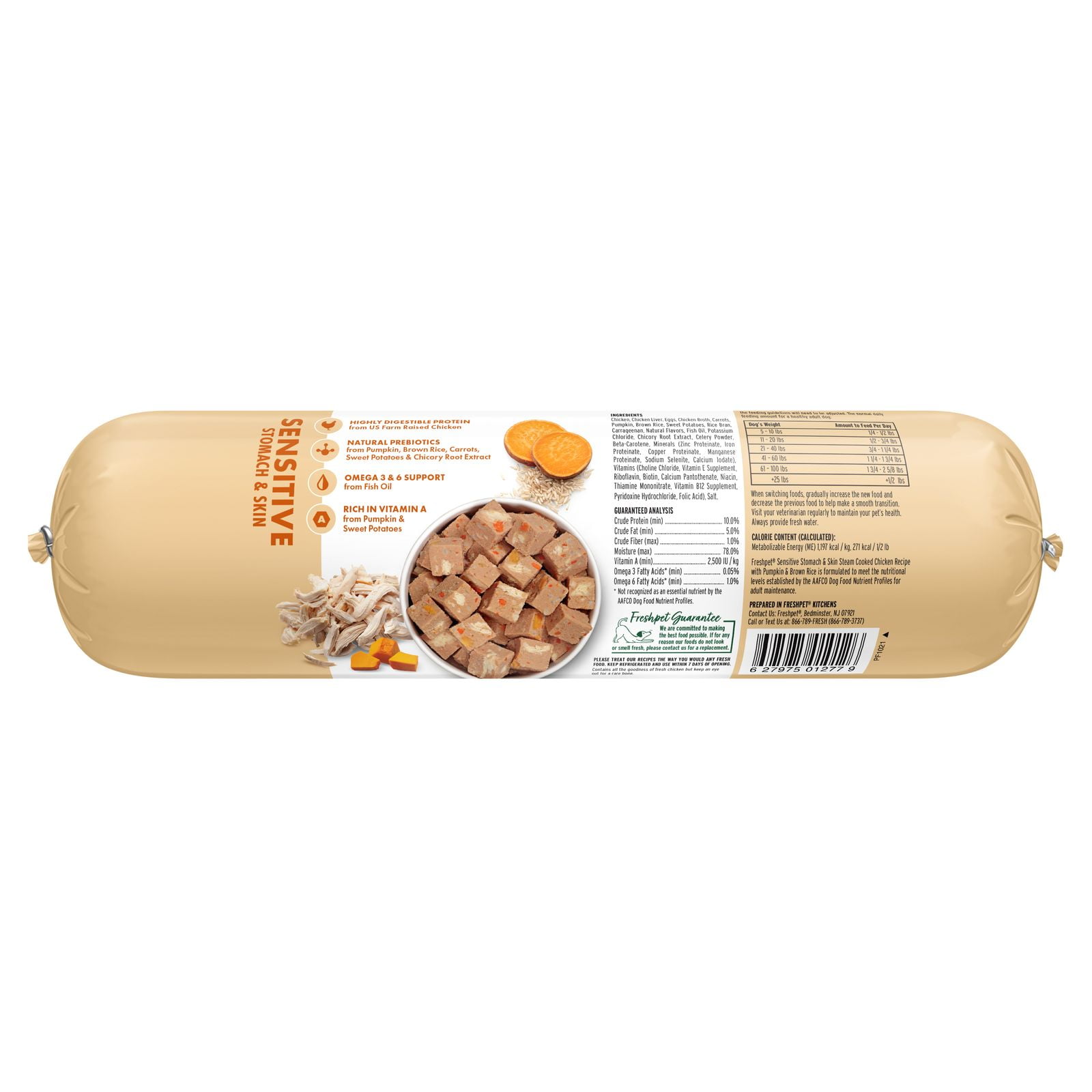 (4 pack) Freshpet Fresh Dog Food, Sensitive Stomach & Skin Chicken Recipe, Slice & Serve Roll, 1.5 lb.