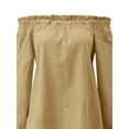thumbnail image 3 of Fangasis Women T-shirt Solid Color T Shirt Long Sleeve Tee Ladies Casual Pullover Loose Dailywear Tunic Blouse Yellow 3XL, 3 of 6