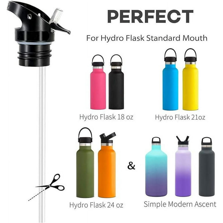 Straw Lid for Hydroflask, Lids with Straw for Hydro Flask 18 21 24 oz Standard Mouth, Replacement Sport Cap for Hydroflask Top Lid with Flexible