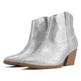 thumbnail image 4 of Soda Women Ankle Boots Pointed Toe Low Heel Rhinestone Bling Short Western Cowboy Booties Side Zipper BREW-S Silver 7, 4 of 5