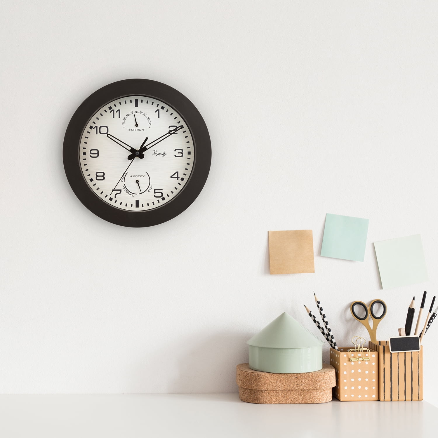 Equity 10-Inch Indoor/Outdoor Waylon Quartz Wall Clock, 10", Brown. 29005