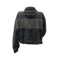 thumbnail image 2 of Kmbangi Women Jacket with Rhinestone Tassel Casual Button down Ripped Denim Crop Jean Jacket Spring Fall Outwear, 2 of 9