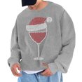 thumbnail image 2 of UVEASISHA Chandails de Mode de Noël pour Hommes, Imprimé de Verre de Vin Fantaisie, Col Rond, Chandails à Enfiler, Hauts Surdimensionnés Décontractés, Chandail Graphique de Noël, Liquidation Quotidienne, Gris G, 2 of 5