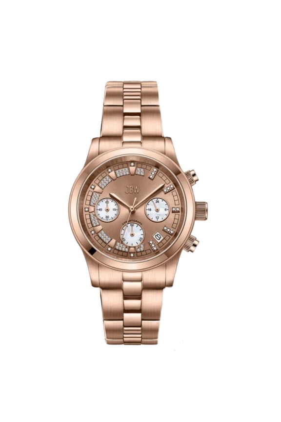 Women's Alessandra Diamond 38mm Rose Gold Plated Bracelet & Case Quartz Analog Watch JB-6217-L