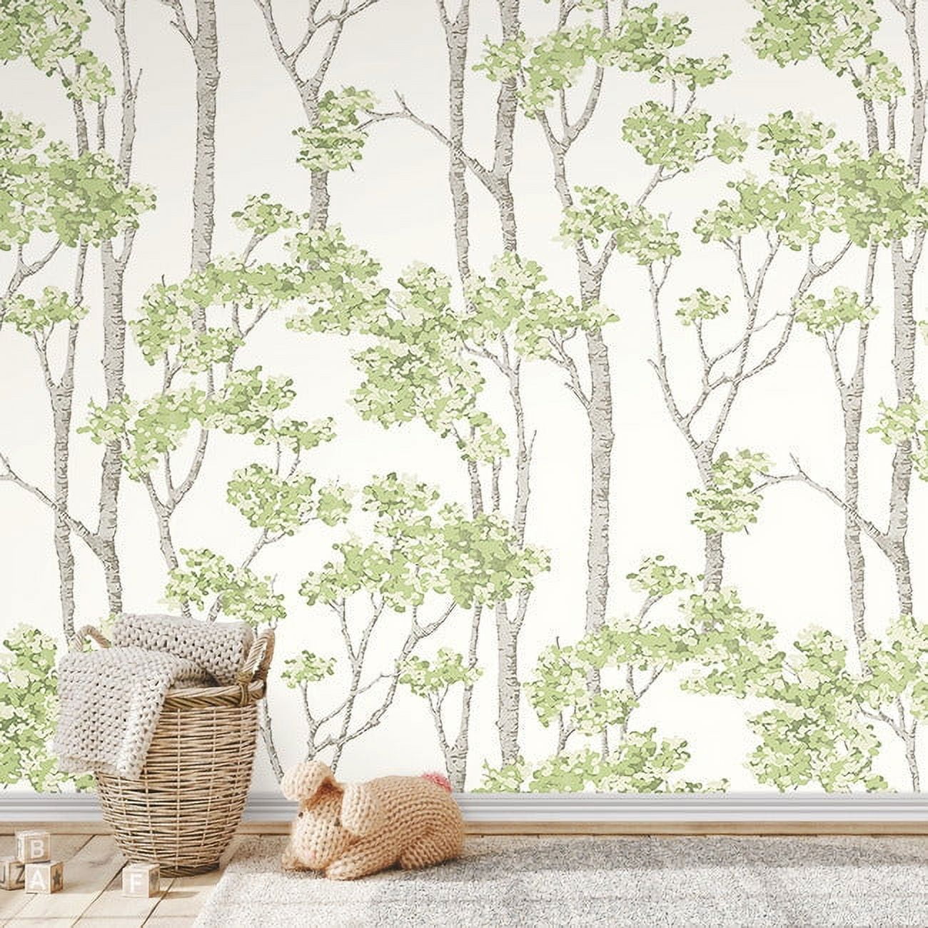 RoomMates Green, Birch Grove Peel & Stick Wallpaper