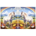 thumbnail image 2 of Horse and Rainbow Flowers Kitchen Curtains Half Tier Curtain 2 Rod Pockets Bathroom Bedroom Cupborad Living Room 27"x36", 2 of 8