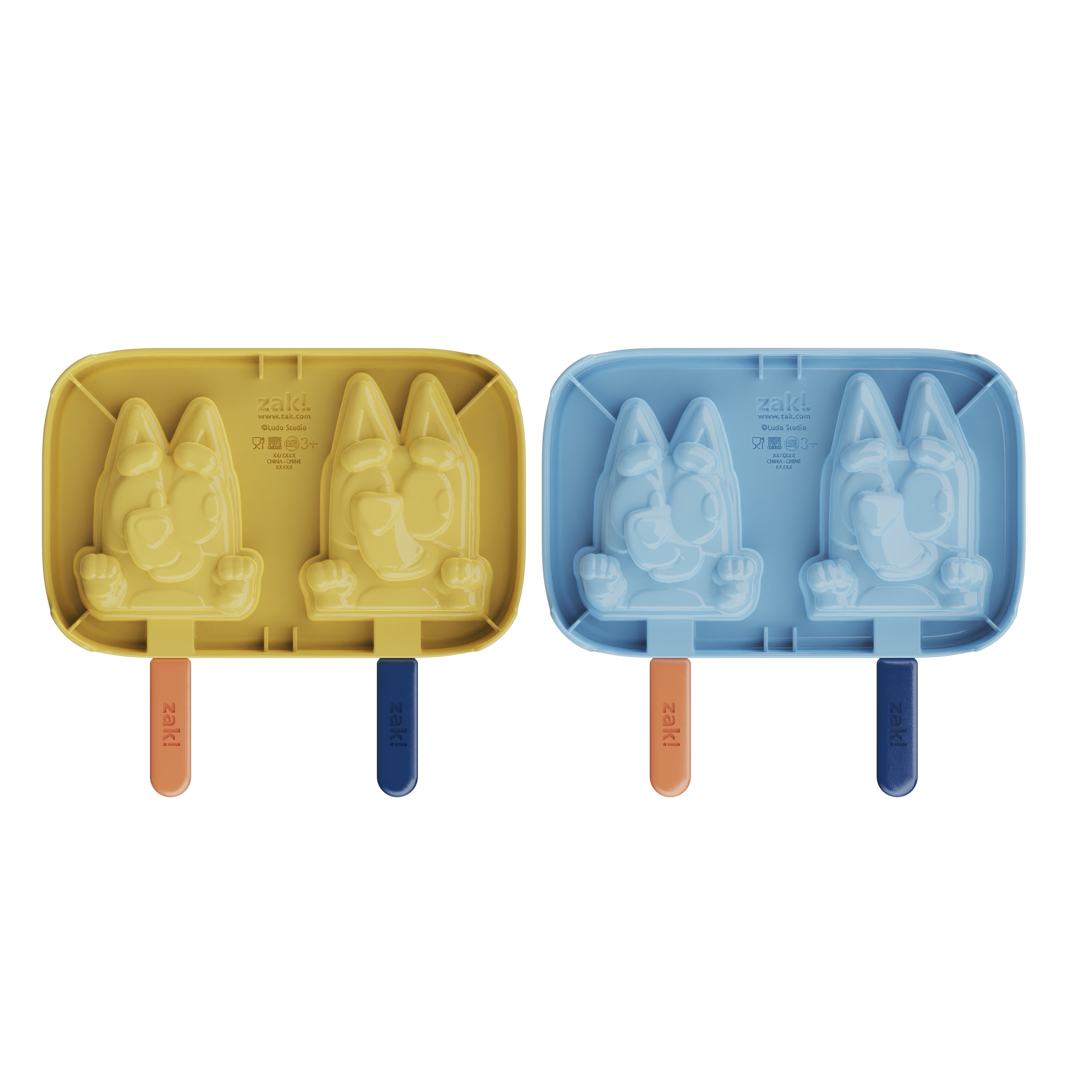 Zak Designs 8 Ice Pop Bluey 4 Pack Stackable Ice Pop Trays, Kids Summer Fun with Bluey, Bingo, Chattermax, and Gnome