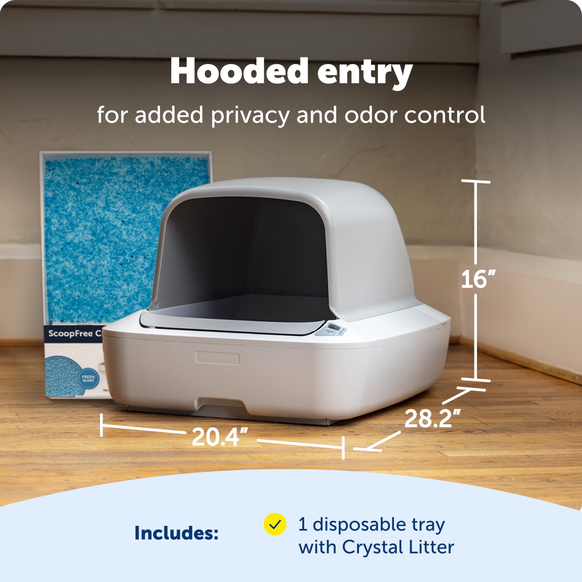 PetSafe ScoopFree Crystal Pro Self-Cleaning Cat Enclosed Front-Entry Litter Box, Health Counter,