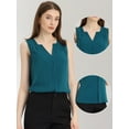 thumbnail image 2 of DARING DIVA Sleeveless Blouse Top Office Work Shirt M Peacock Blue, 2 of 5