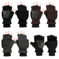 thumbnail image 4 of Women Men Thicken Driving Cycling Warm Convertible Touch Screen Gloves Sport Mittens Fingerless Gloves COFFEE L, 4 of 8