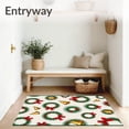 thumbnail image 3 of ODIKA 5x7 Machine Washable Non-Slip Area Rug, Festive Wreath Design With Jingle Bells Holiday Bow Decoration High Traffic Rug, Green, 607792, 3 of 7