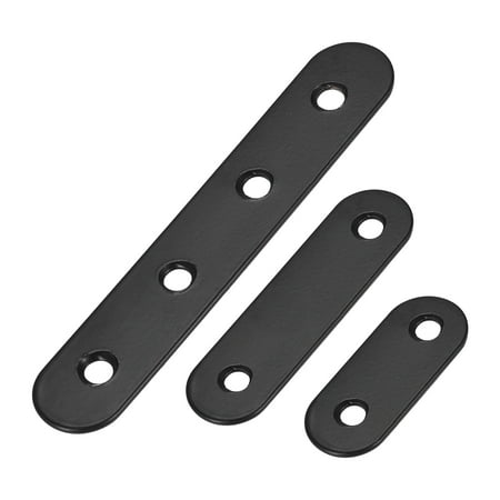 

Uxcell Flat Straight Brace Stainless Steel Black with Screws 1Set