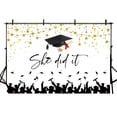 thumbnail image 2 of She Did It Graduation Backdrop Congrats Grads She Did It Photography Background Graduation Party Decorations Banner for Girl Gold Star Graduation Party Decor Poster Photo Booth Props, 2 of 5