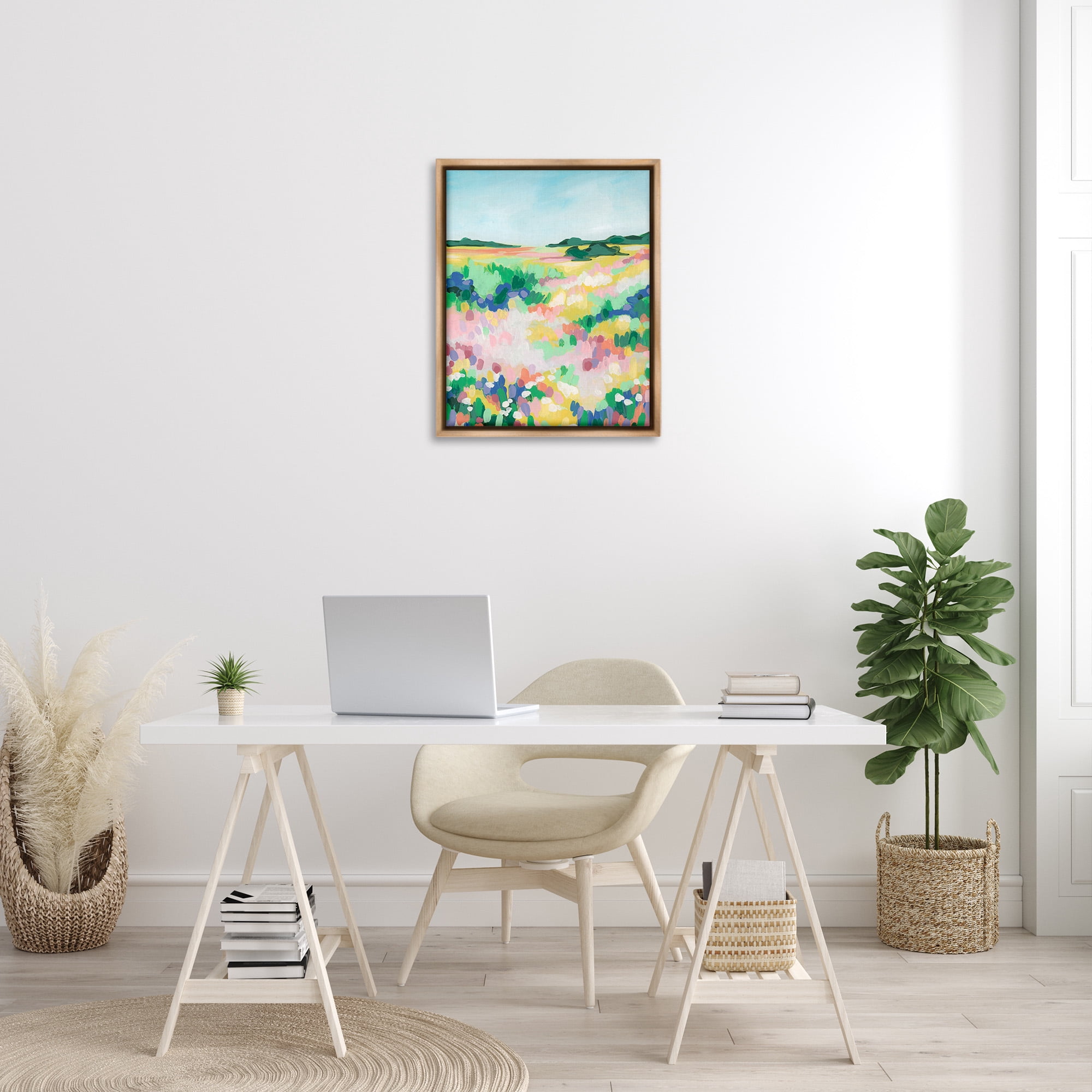 Stupell Industries Bold Speckled Landscape Landscape Painting Brown Floater Framed Canvas Art Print Wall Art, 25 x 31