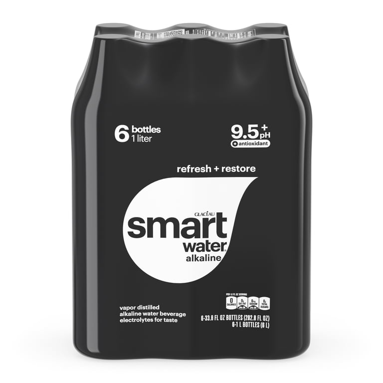 Smartwater Alkaline With Antioxidant Water, 33.8 fl oz, 6 Pack photo 1