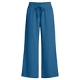 thumbnail image 4 of JIAYUE Women Sweatpants Solid Color Elastic Drawstring Waist Side Pockets Wide Leg Long Pants for Daily Workout Wear, 4 of 5