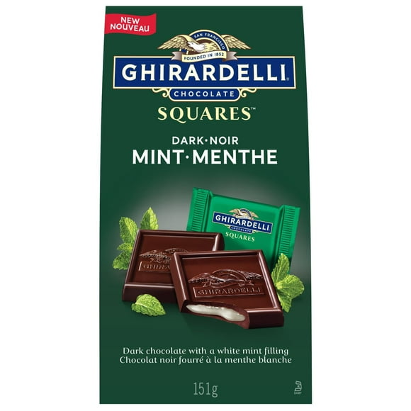 Carrés de chocolat noir à la menthe de GHIRARDELLI – Sachet (151 g) Chocolat noir et à la menthe