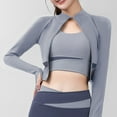 thumbnail image 7 of IROINNID Women's Zip Up Jacket Long Sleeve Solid Color Round Neckline Outwear, Comfy Wear Color Matching Long Speed Dry Tight Slimming Sports Fitness Running Yoga Jacket, 7 of 7