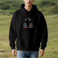 thumbnail image 2 of Men's Black Hoodie with Front Pocket Drawstrings Fest Baseball Caps Design & Abstract Horns - Long Sleeve Pullover Sweatshirt, 2 of 7