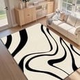 thumbnail image 6 of Multicolor Modern Abstract Wavy Swirl Curve Area Rug - Black and White, 6 of 9