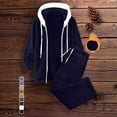 thumbnail image 3 of Aihuaihua Womens 2 Piece Fleece Outfits Long Sleeve Zip Up Hoodie Jacket and Drawstring Wide Leg Pants Winter Comfy Clothes Set Navy, 3 of 4