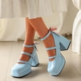 thumbnail image 2 of Women's High Heeled 9CM Court Shoes Buckle Strappy Fashion Mary Jane Platform Pumps Bow, 2 of 4