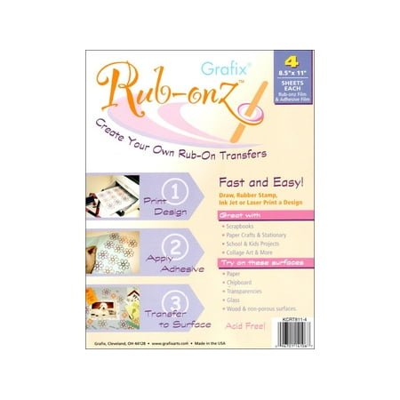 Grafix Rub Onz Film Sheet Ink Jet/Laser 8.5x11 4pc
