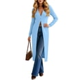thumbnail image 6 of Feancey Long Cardigans for Women Lightweight Knit Dusters V Neck Button Up Sweaters Solid Color Fashion Jackets Elegant Office Work Jacket Light Blue S, 6 of 7