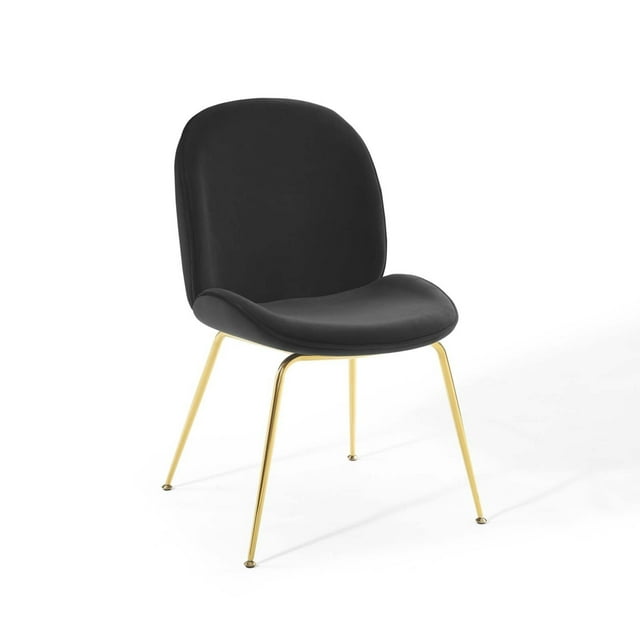 Modway Chaise de Salle à Manger en Velours de Performance avec Pied en Acier Inoxydable Doré, Noir