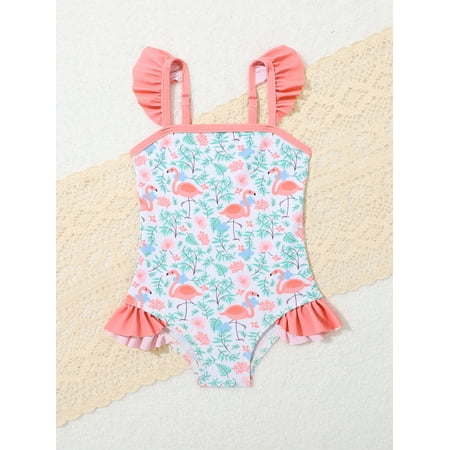 

Little Miss Sassy Toddler Baby Girl Swimsuit Ruffled Sleeveless One Piece Swimwear Bathing Suits for 2-3T