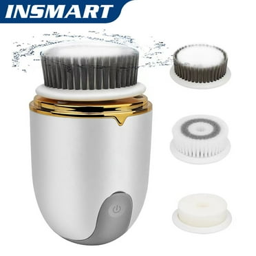 INSMART Mini Facial Cleansing Brush IPX5 Waterproof Electric Spin Facial Brush Rechargeable for Deep Cleansing with 3 Brush Heads,Skin Exfoliating,Face Brush for Shower and Bath Use
