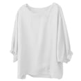 thumbnail image 4 of Yubnlvae Haut Blanc pour Femme, Coupe Ample, Col Rond, Grande Taille, Manches Cinq Points, L, 4 of 4