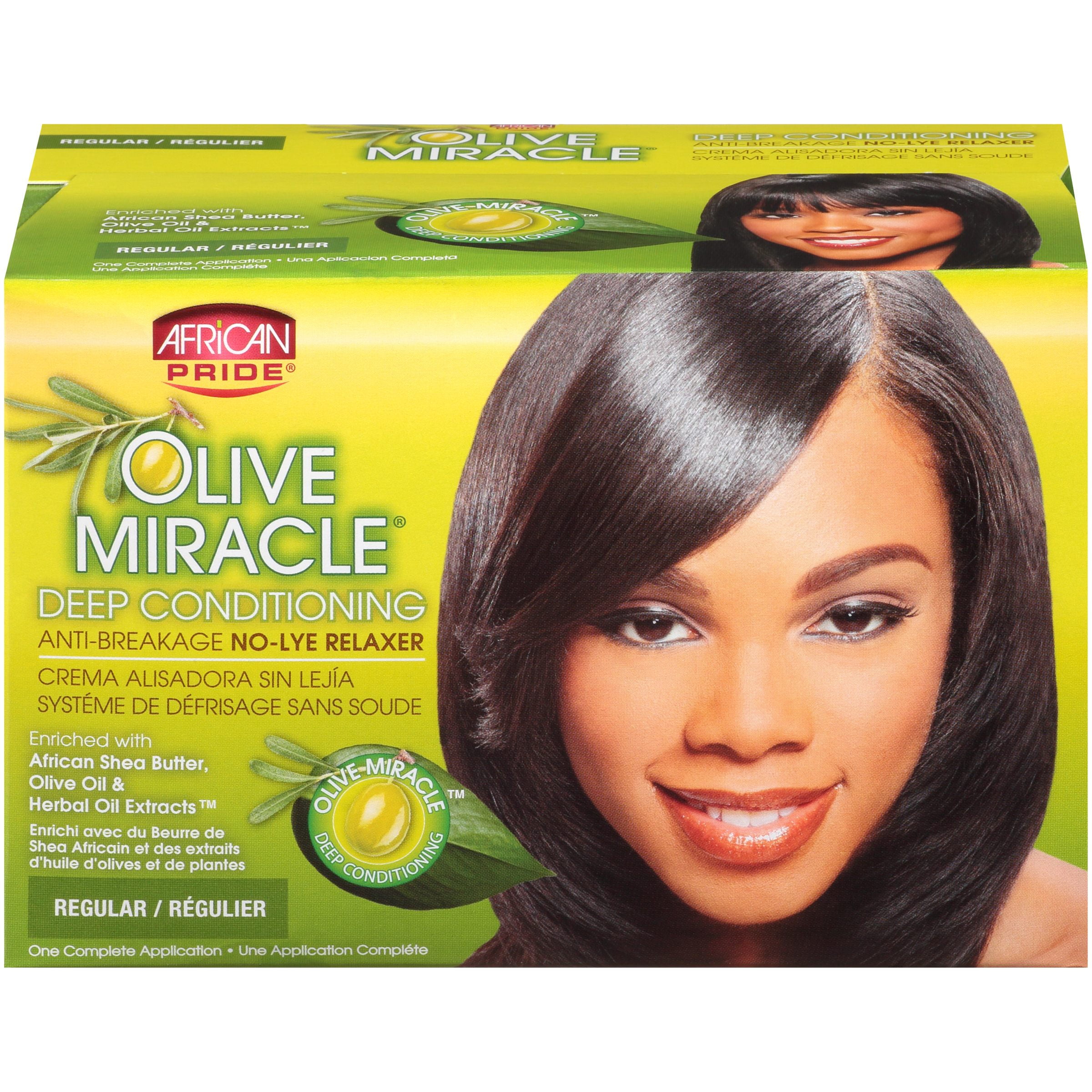 African Pride Olive Miracle No Lye Relaxer Regular 1 Ct Box