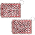 thumbnail image 1 of 2 Pack Cast Iron Scrubber 316 Stainless Steel with Silicone Insert Durable Flexible Chain Cleaner Cleaner for All Types of Griddles Pots Skillet Grills Kitchen Cookware BBQ Tools & Ovens (Red*2), 1 of 7